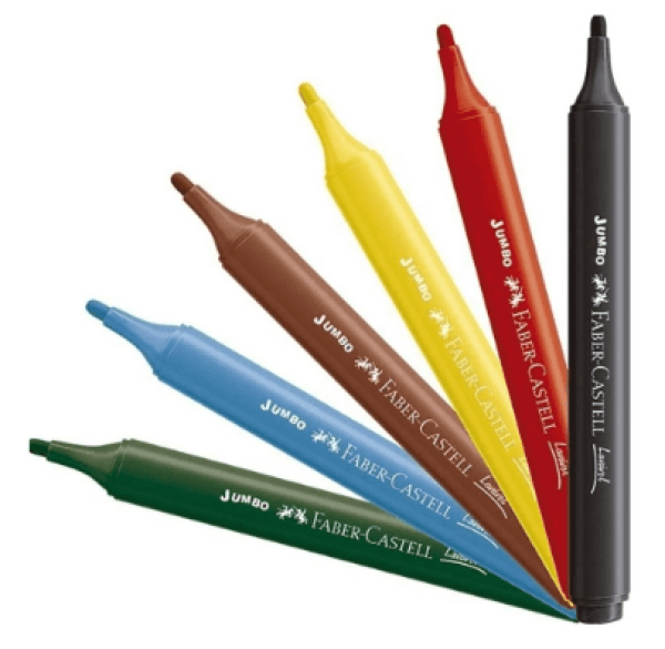 Encontraproduto.com.br - Canetinha Hidrogáfica Jumbo Triangular 6 Cores Faber Castell