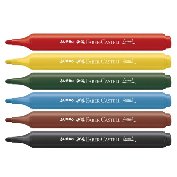 Encontraproduto.com.br - Canetinha Hidrogáfica Jumbo Triangular 6 Cores Faber Castell