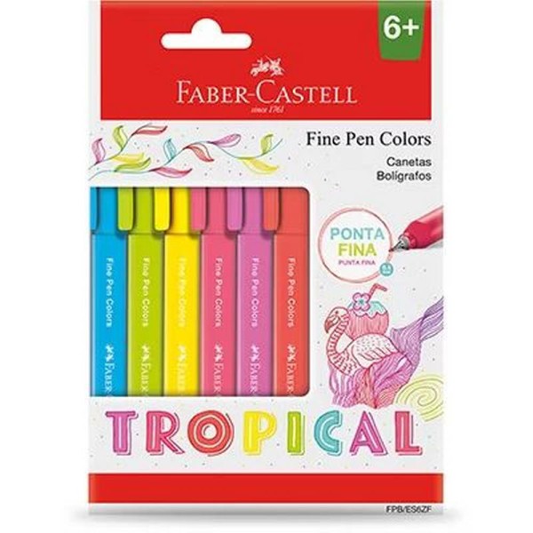 Encontraproduto.com.br - Caneta Fine Pen Colors 0,4 mm Kit Tropical com 06 Cores Faber-Castell