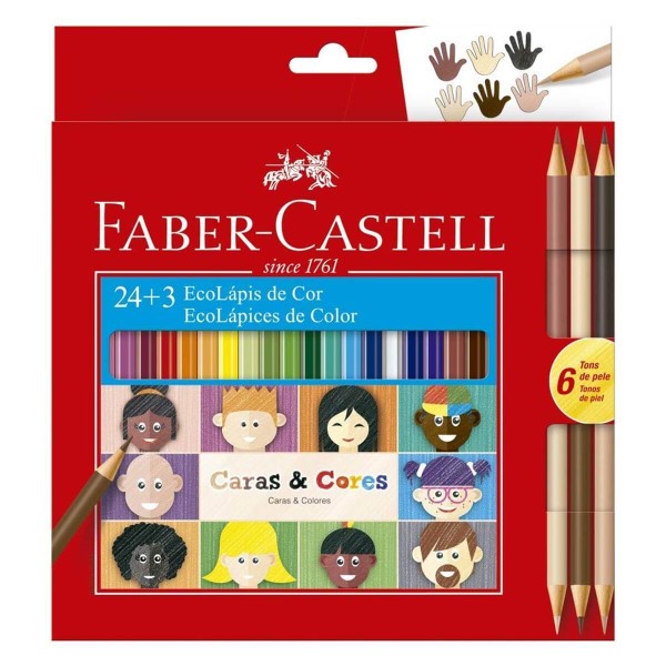 Encontraproduto.com.br - Lápis de Cor Caras & Cores 24 + 6  Faber-Castell