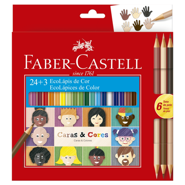 Encontraproduto.com.br - Lápis de Cor Caras & Cores 24 + 6  Faber-Castell