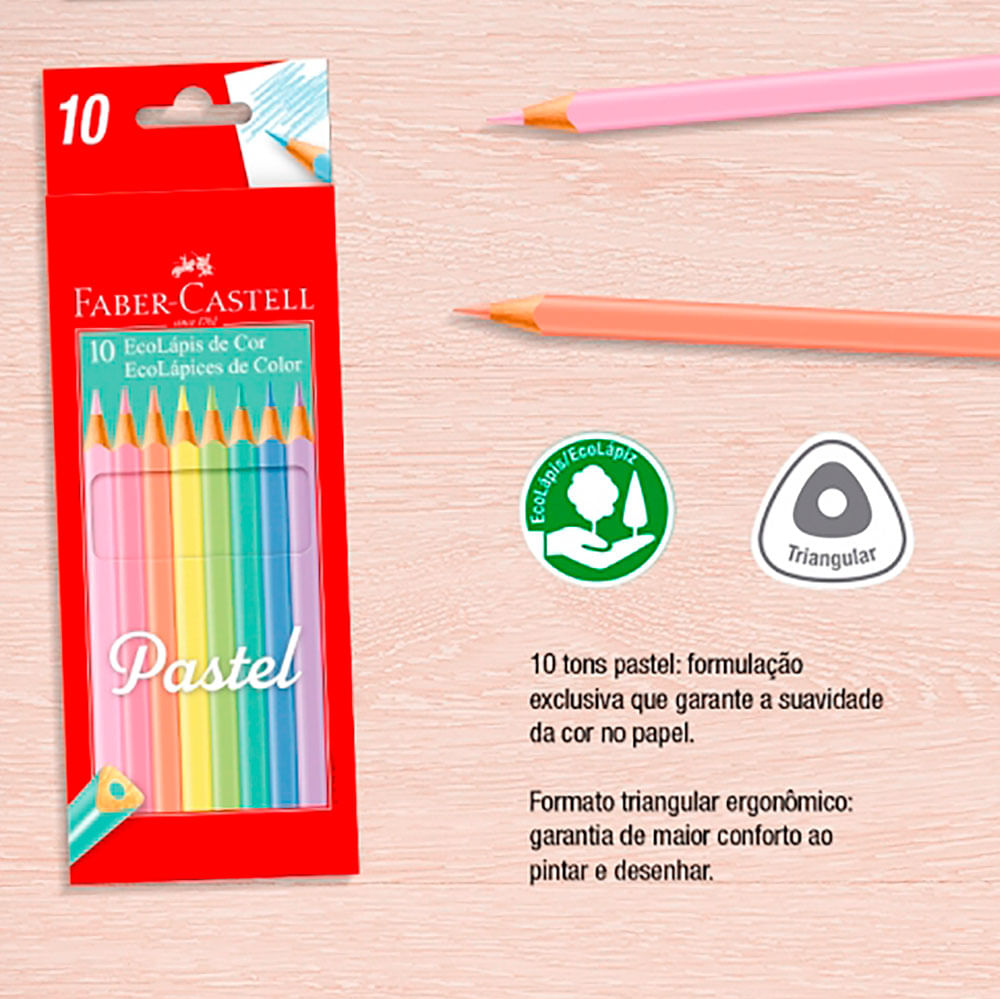 Encontraproduto.com.br - Lápis De Cor 10 Longo Ecolápis Pastel