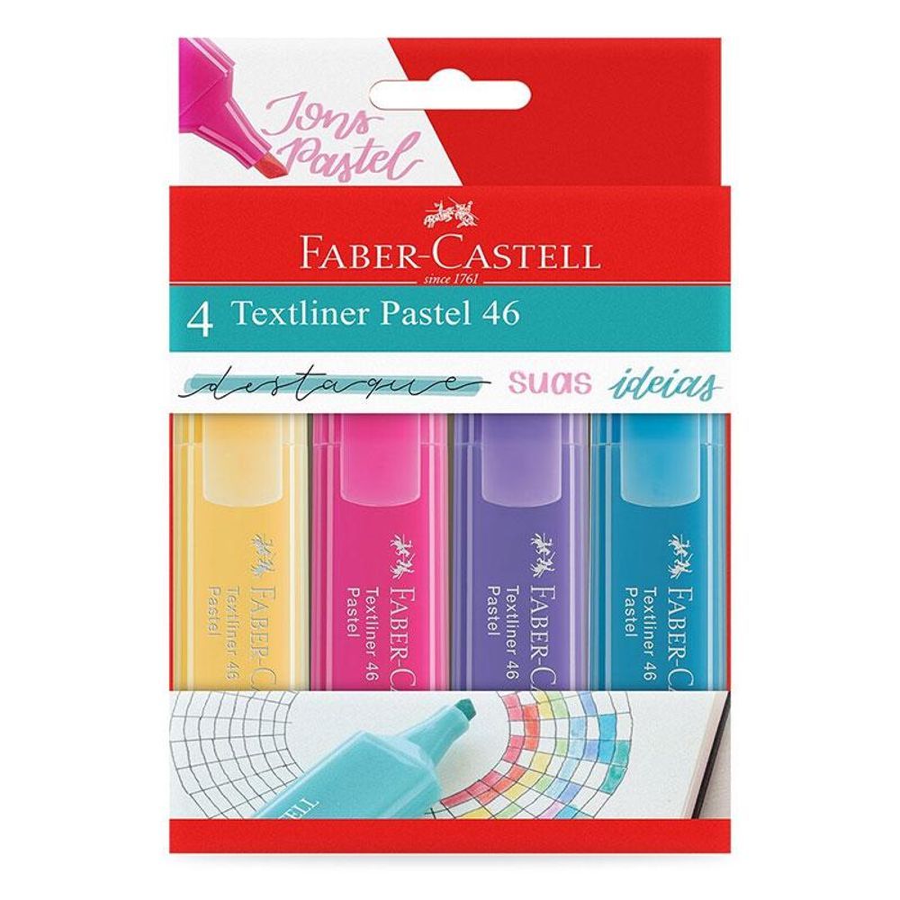 Encontraproduto.com.br - Marca Texto Pastel Textline 4 Cores - Faber Castell