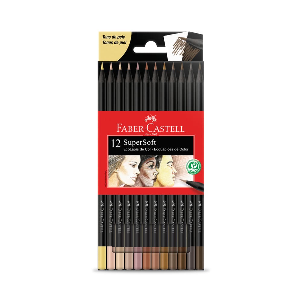 Encontraproduto.com.br - Lápis de Cor SuperSoft Estojo com 12 Cores Tons de Pele Faber-Castell