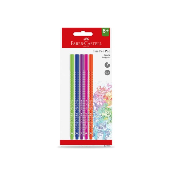 Caneta Fine Pen Pop C/ 5 - Faber Castell