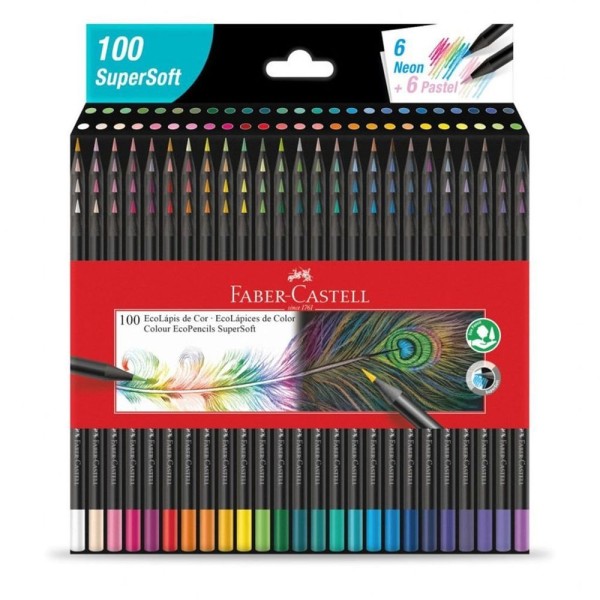 Encontraproduto.com.br - Lápis De Cor 100 Cores Supersoft Ecolápis