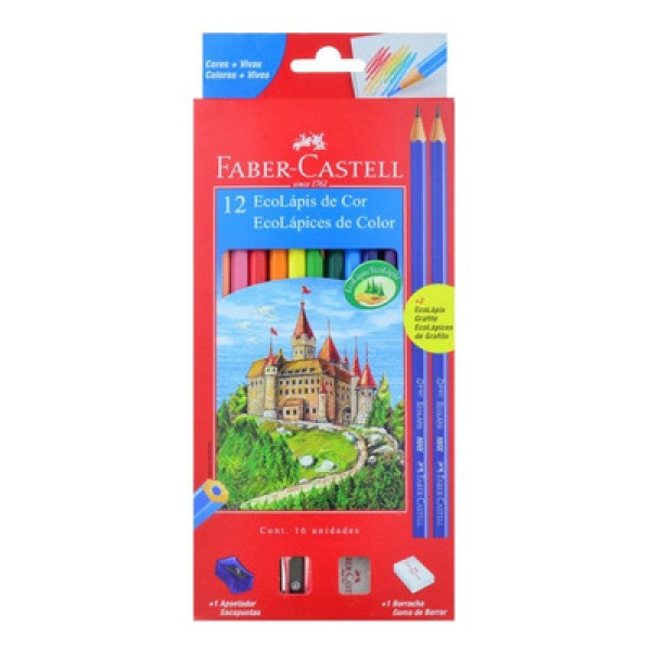 Encontraproduto.com.br - Ecolápis de Cor Multicolor Super 12 Cores Tons de Pele Faber