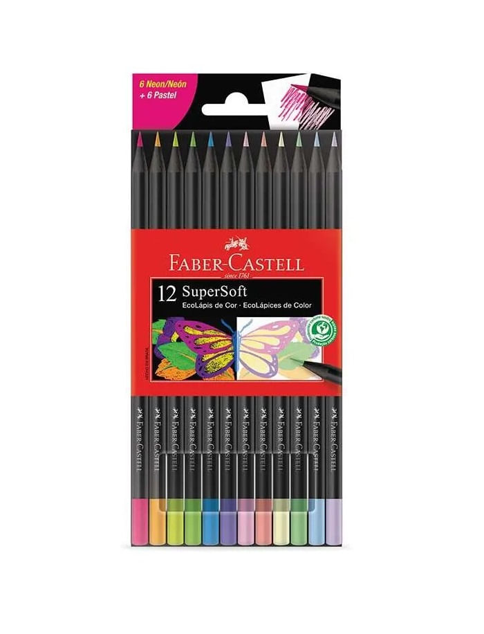 Lápis De Cor Supersoft 6 Neon + 6 Pastel