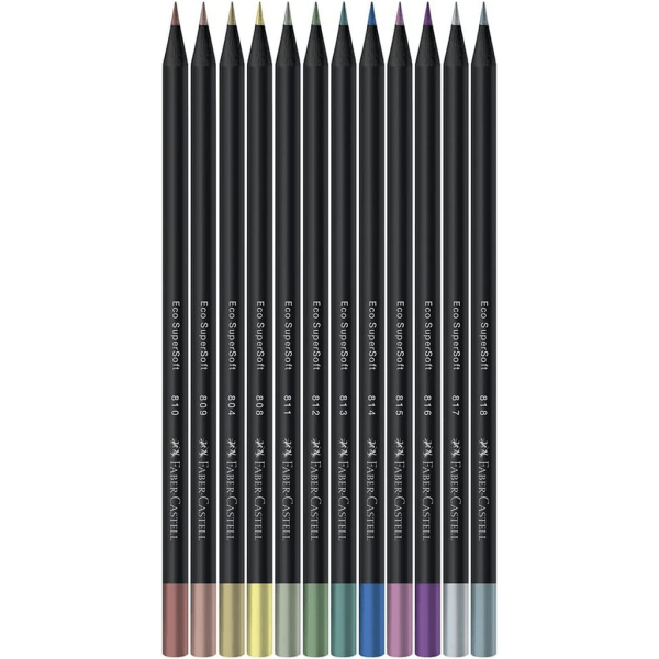 Encontraproduto.com.br - Lápis de Cor SuperSoft Estojo com 12 Cores Metálicas Faber-Castell