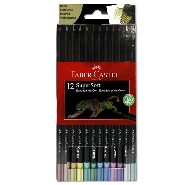 Encontraproduto.com.br - Lápis de Cor SuperSoft Estojo com 12 Cores Metálicas Faber-Castell