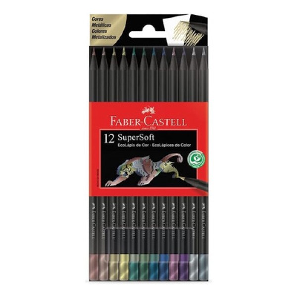 Encontraproduto.com.br - Lápis de Cor SuperSoft Estojo com 12 Cores Metálicas Faber-Castell