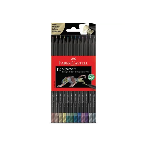 Encontraproduto.com.br - Lápis de Cor Supersoft 12 Cores Metálicas - Faber Castell