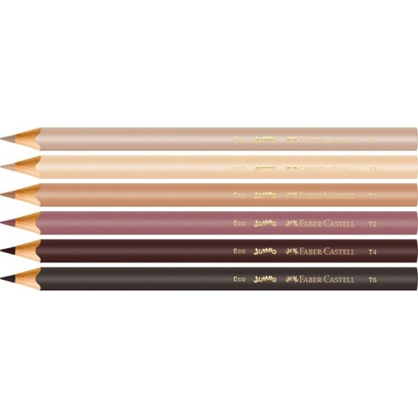 Encontraproduto.com.br - Lápis de Cor Jumbo Caras 6 Tons de Pele - Faber Castell