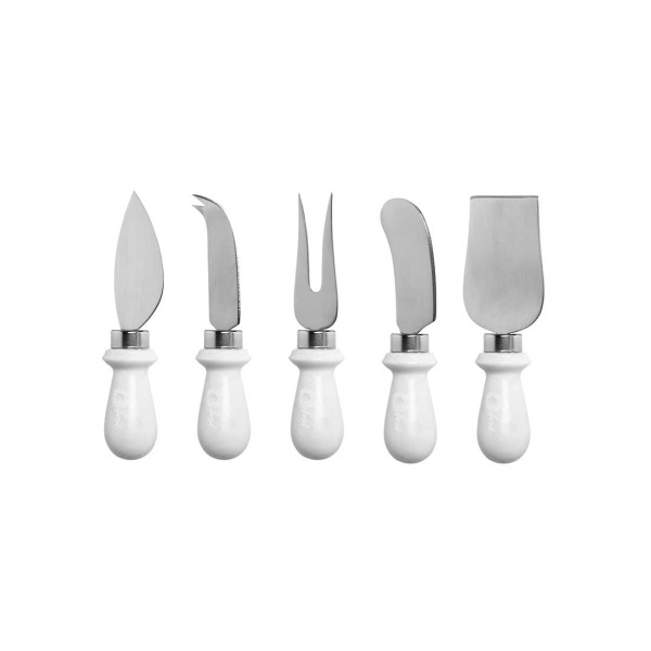 Encontraproduto.com.br - Conjunto Com 5 Facas Para Queijo Mármore Branco
