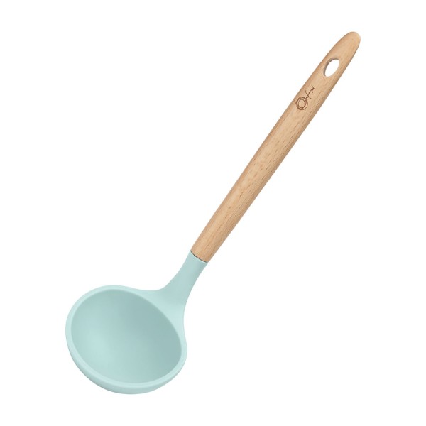 Encontraproduto.com.br - Concha De Silicone Com Cabo De Madeira 30 Cm Water Blue