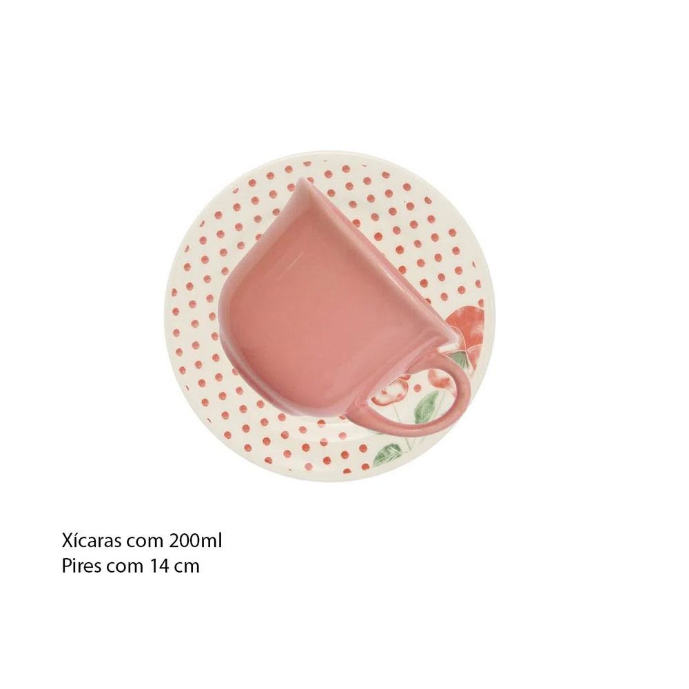 Encontraproduto.com.br - Xícara Grande 180 Ml Com Pires Donna Holambra
