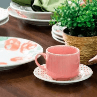 Encontraproduto.com.br - Xícara Grande 180 Ml Com Pires Donna Holambra
