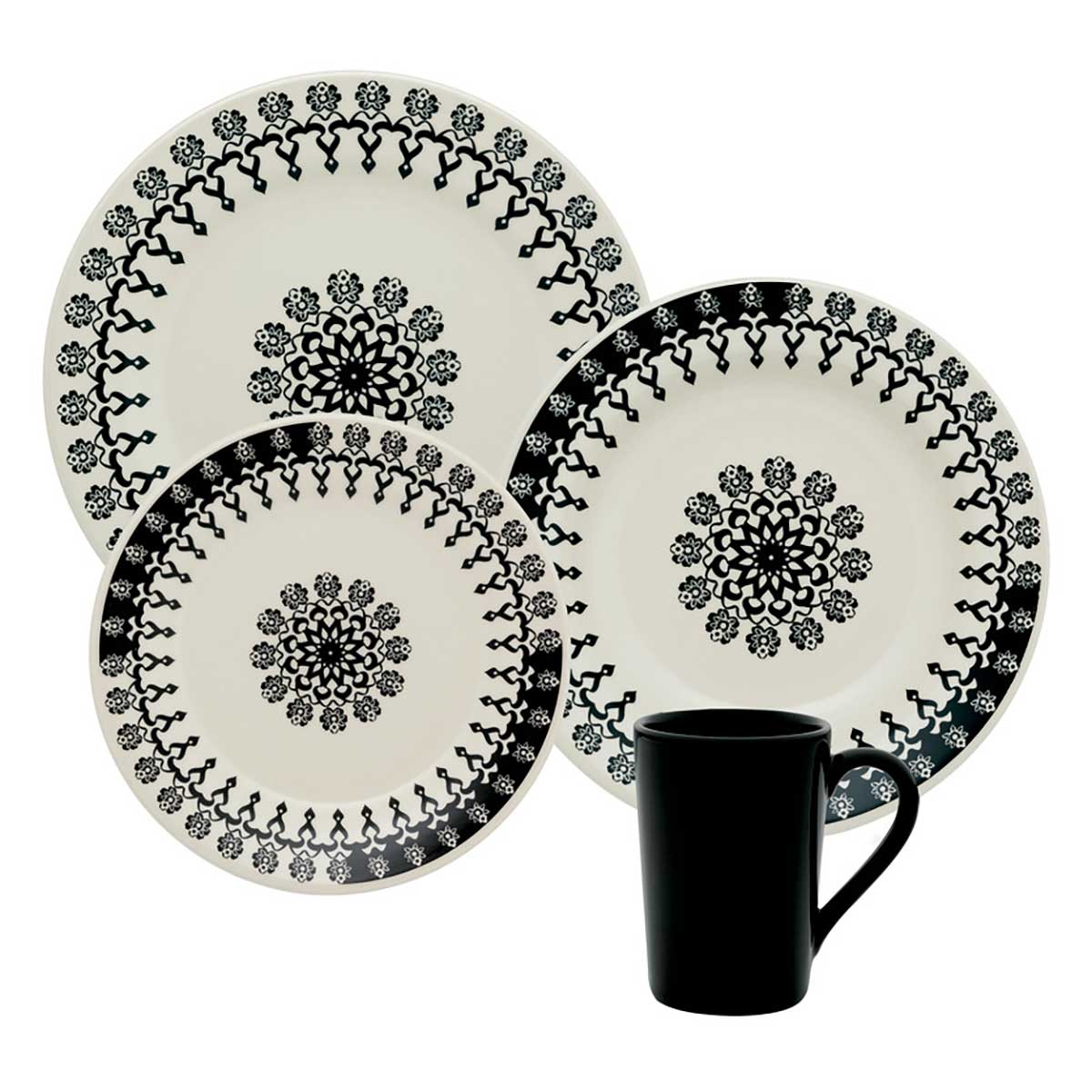 Encontraproduto.com.br - Aparelho de Jantar Donna Folk Cerâmica 16 Peças Biona Oxford