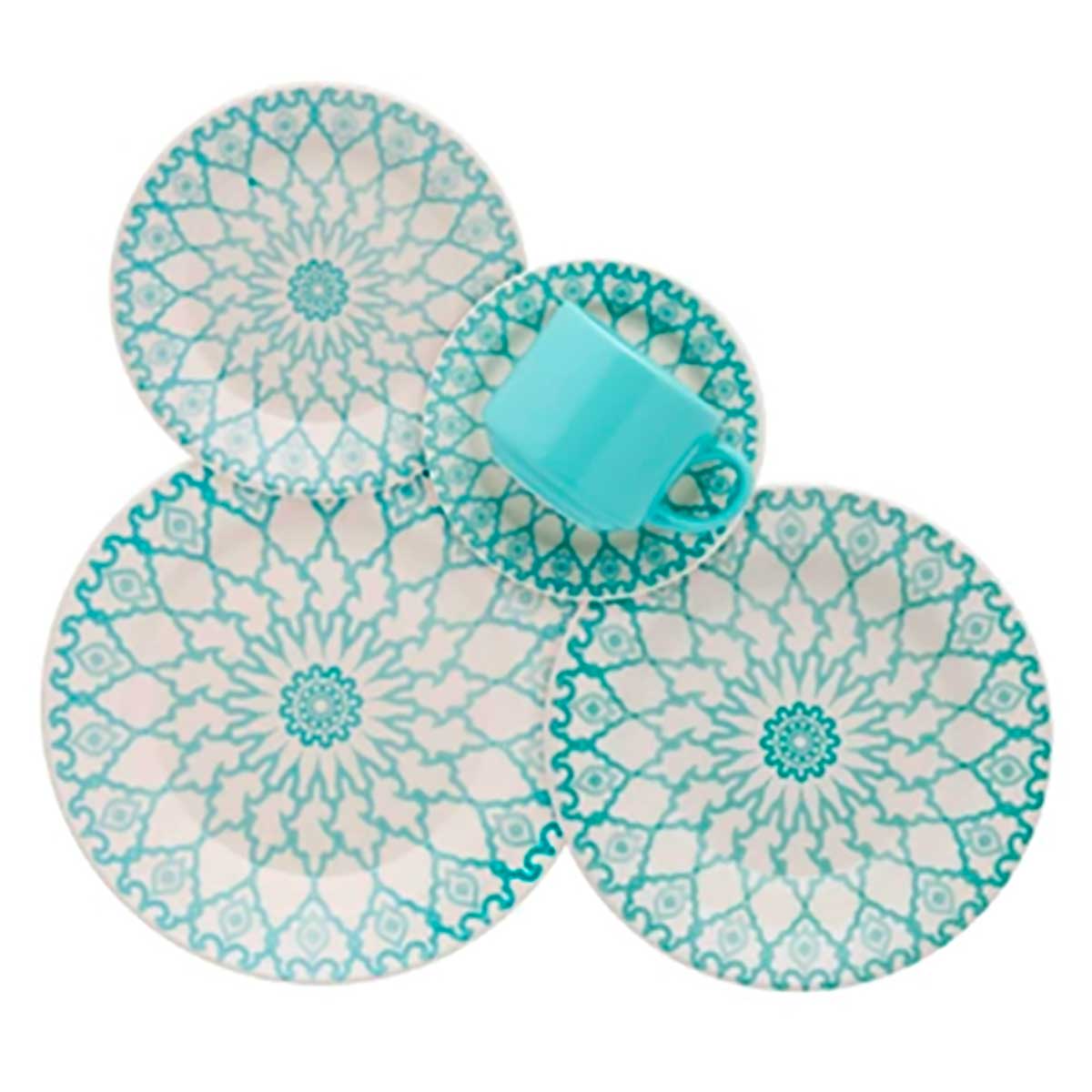 Encontraproduto.com.br - Aparelho de Jantar Donna Mandala Cerâmica 16 Peças Biona Oxford