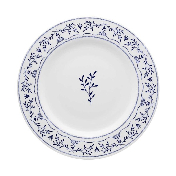 Prato Raso Ming Branco e Azul 28cm