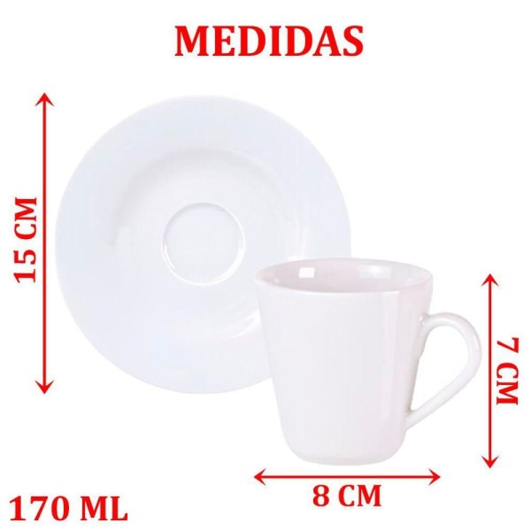 Encontraproduto.com.br - Kit Jogo Xicaras 12 Pessoas 12pçs Aba Larga Tramontina 170ml