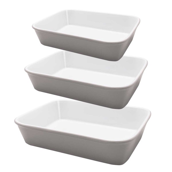 Encontraproduto.com.br - Conjunto De 3 Travessas Refratária Bake Cool Grey