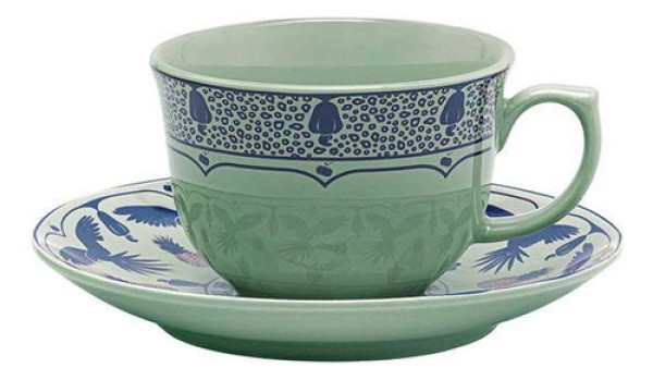 Encontraproduto.com.br - Conjunto De 6 Xícaras Grandes 240 Ml Com Pires Flamingo Terra Brasilis Selva