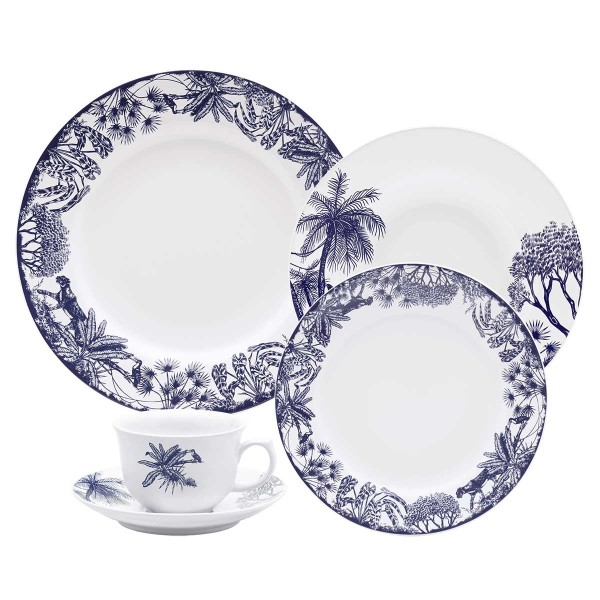 Encontraproduto.com.br - Aparelho De Jantar E Chá 30 Peças Flamingo Toile De Jouy