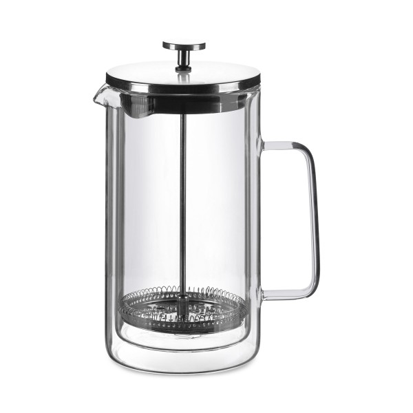 Encontraproduto.com.br - Cafeteira Francesa em Vidro Parede Dupla E Aço Inox 1L Prateada