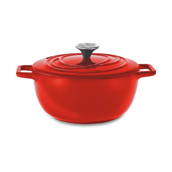 Caçarola de Ferro Fundido Esmaltado Aroma 22 cm Vermelho