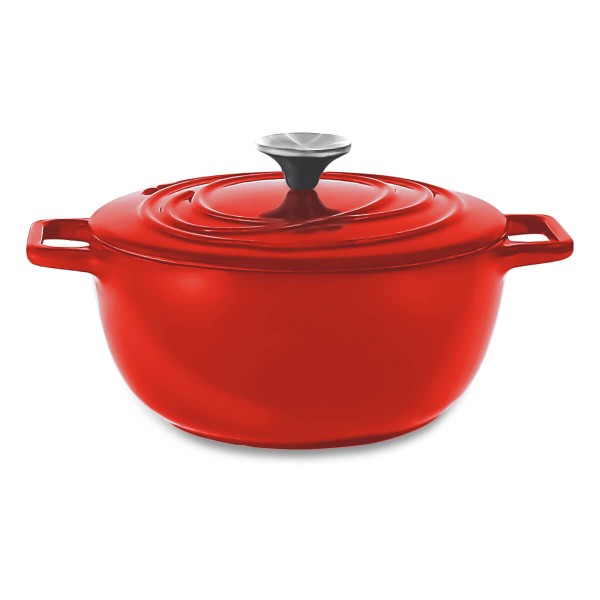 Encontraproduto.com.br - Caçarola de Ferro Fundido Esmaltado Aroma 24 cm Vermelho