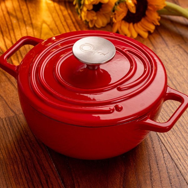 Encontraproduto.com.br - Caçarola de Ferro Fundido Esmaltado Aroma 24 cm Vermelho