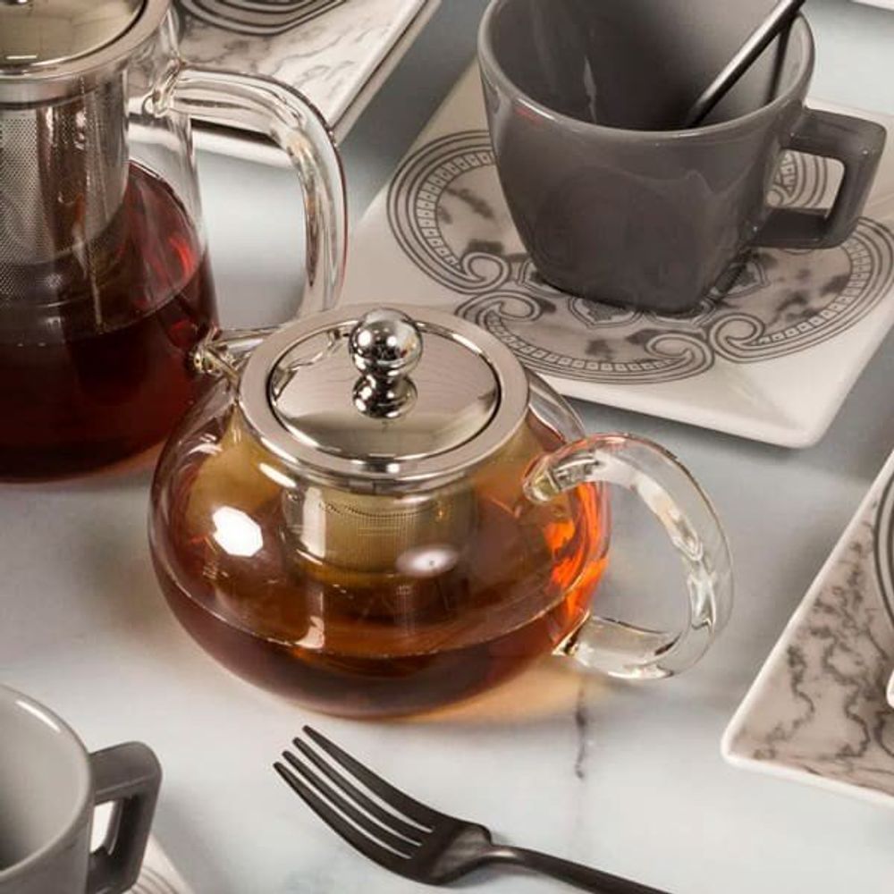 Encontraproduto.com.br - Bule De Vidro Para Chá Com Infusor Em Aço Inox Oxford 500ml