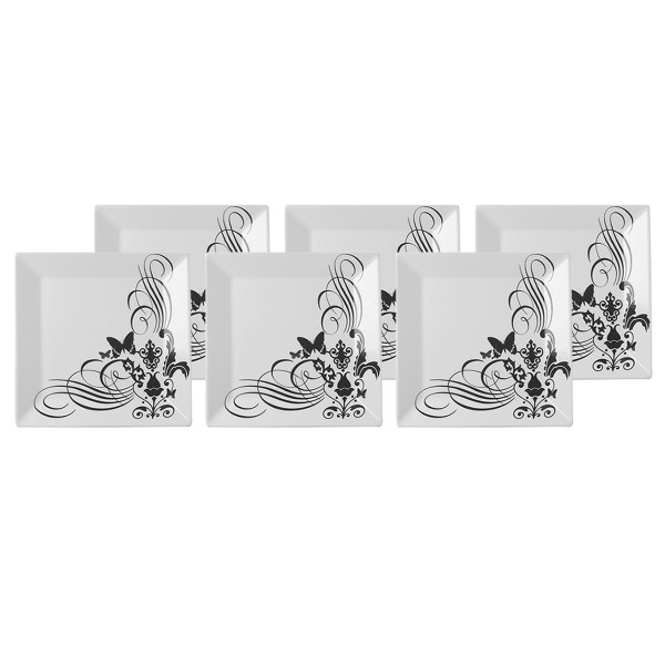 Encontraproduto.com.br - Conjunto De 6 Pratos Rasos 26,5x26,5 Cm Quartier Tattoo
