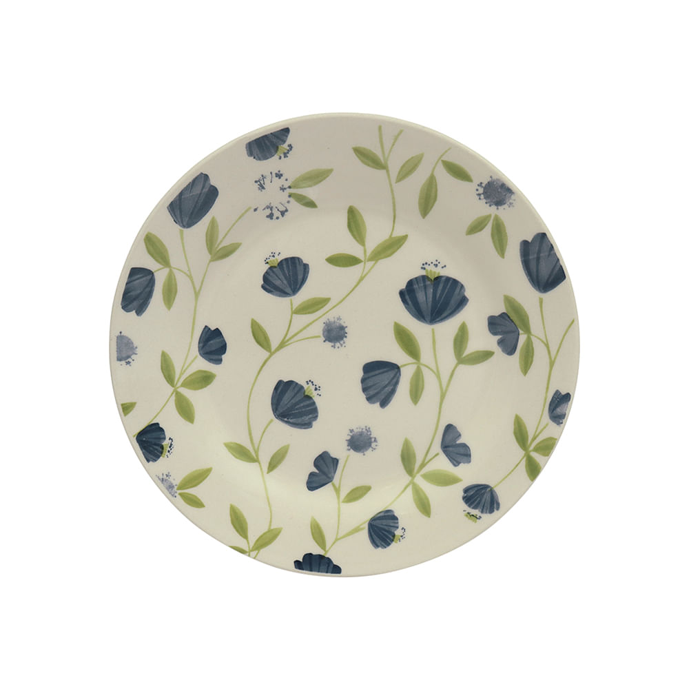 Encontraproduto.com.br - Aparelho de Jantar 20 Peças Cerâmica Flores Azuis Biona