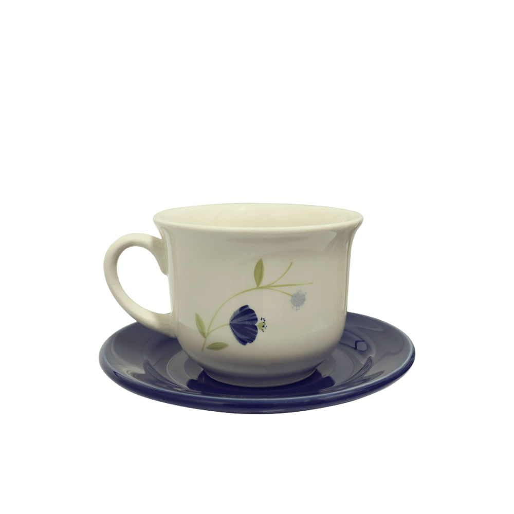Encontraproduto.com.br - Aparelho de Jantar 20 Peças Cerâmica Flores Azuis Biona