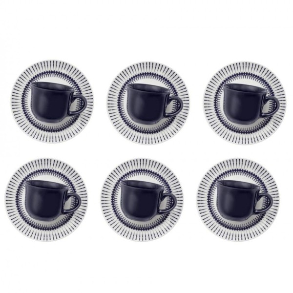 Encontraproduto.com.br - Conjunto De Xícaras Para Café Oxford Biona Colb Com Pires Em Cerâmica 75Ml 6 Peças Colorido