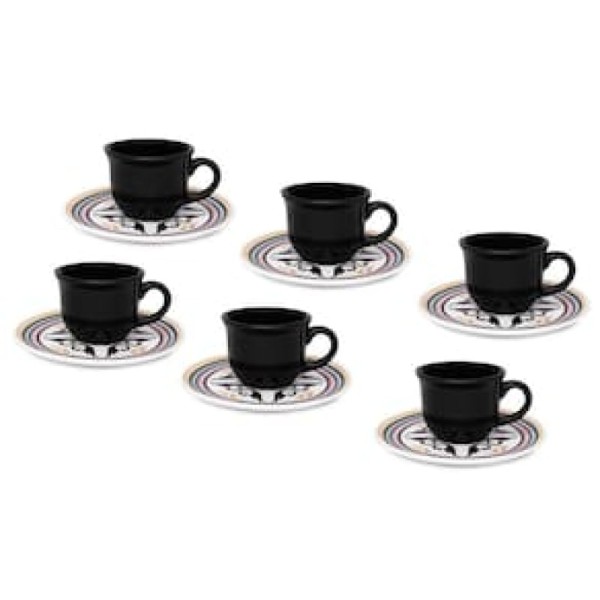 Encontraproduto.com.br - Conjunto De 6 Xícaras Pequenas 65 Ml Com Pires Floreal Luiza