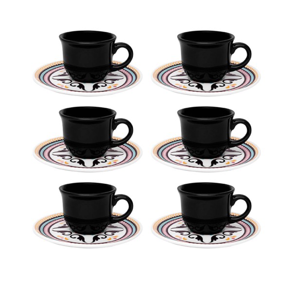 Encontraproduto.com.br - Conjunto De 6 Xícaras Pequenas 65 Ml Com Pires Floreal Luiza
