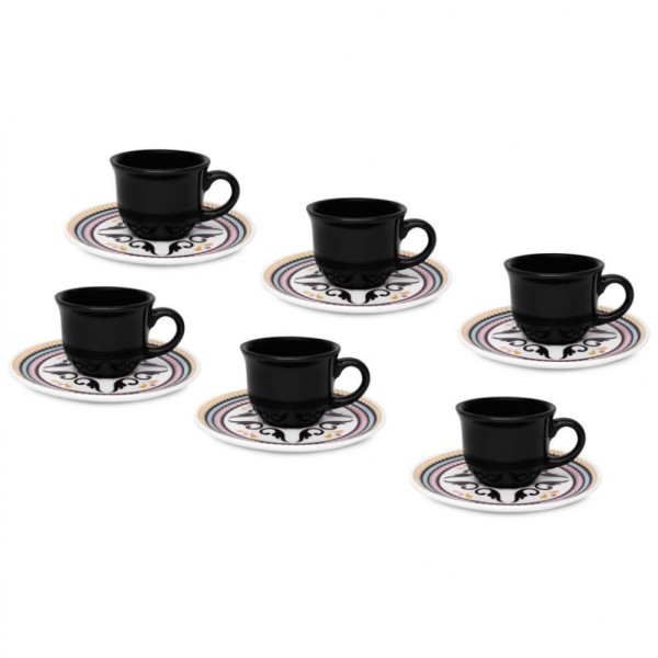 Encontraproduto.com.br - Conjunto De 6 Xícaras Pequenas 65 Ml Com Pires Floreal Luiza