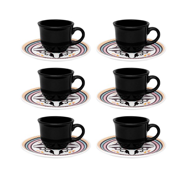 Encontraproduto.com.br - Conjunto De 6 Xícaras Pequenas 65 Ml Com Pires Floreal Luiza