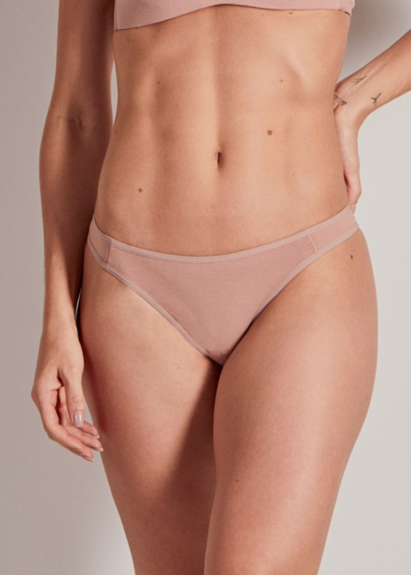 Calcinha Tanga Algodão Com Fio LYCRA®
 CASTANHA