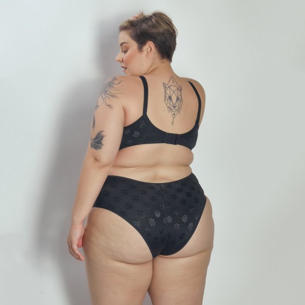Encontraproduto.com.br - Calcinha Cintura Alta Com Reforço Frontal Summer Flower
 PRETO
