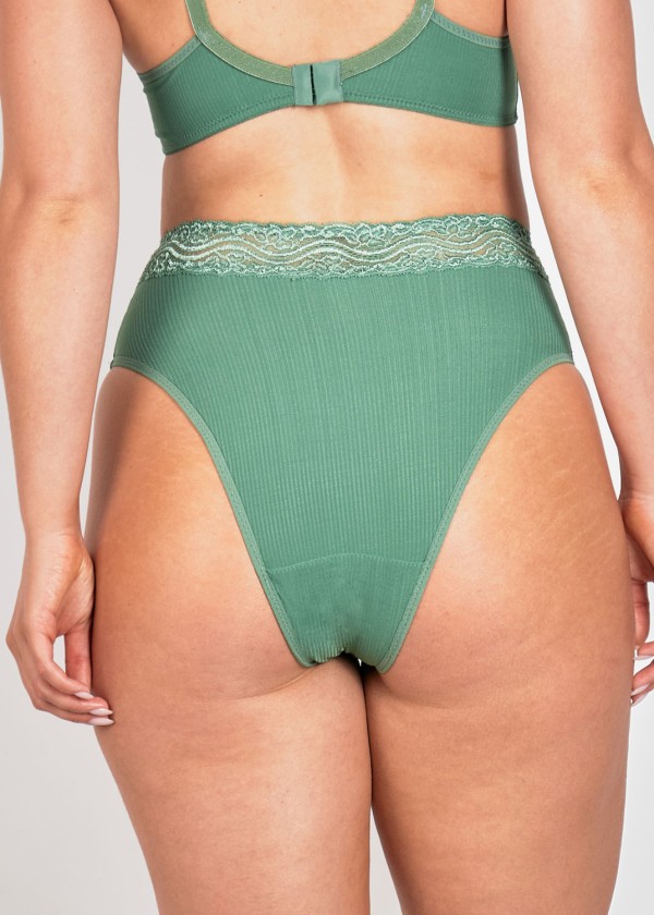 Encontraproduto.com.br - Calcinha Cintura Alta Com Renda Na Cintura Marjorie OLIVE