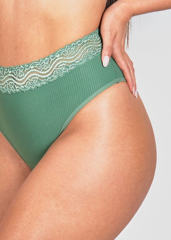Encontraproduto.com.br - Calcinha Cintura Alta Com Renda Na Cintura Marjorie OLIVE