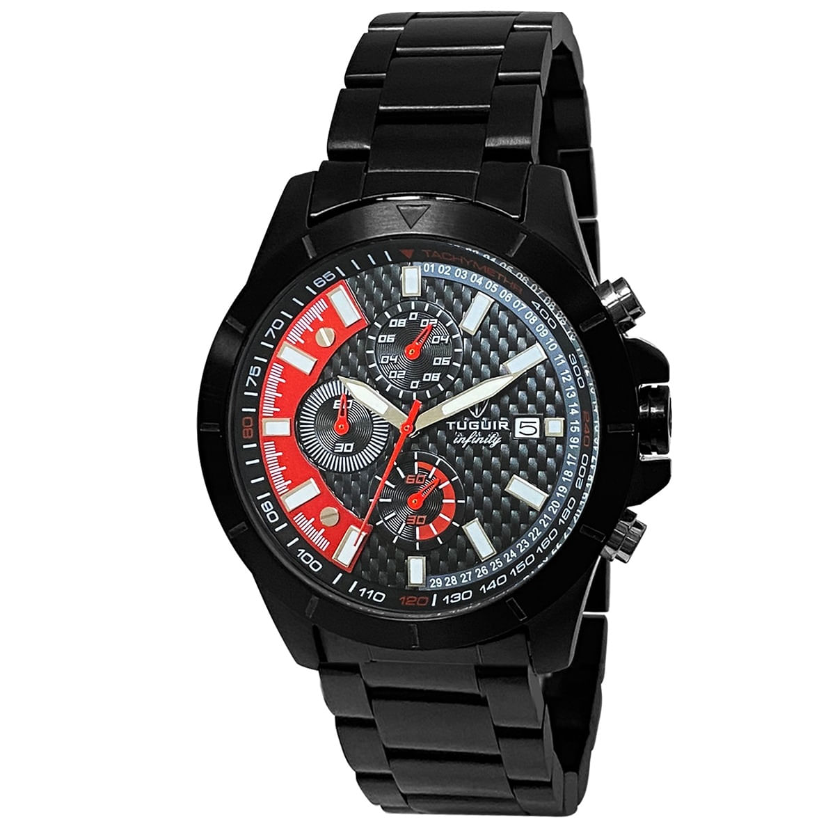 Cronógrafo Masculino Tuguir Analógico Infinity TGI37041 Preto e Vermelho