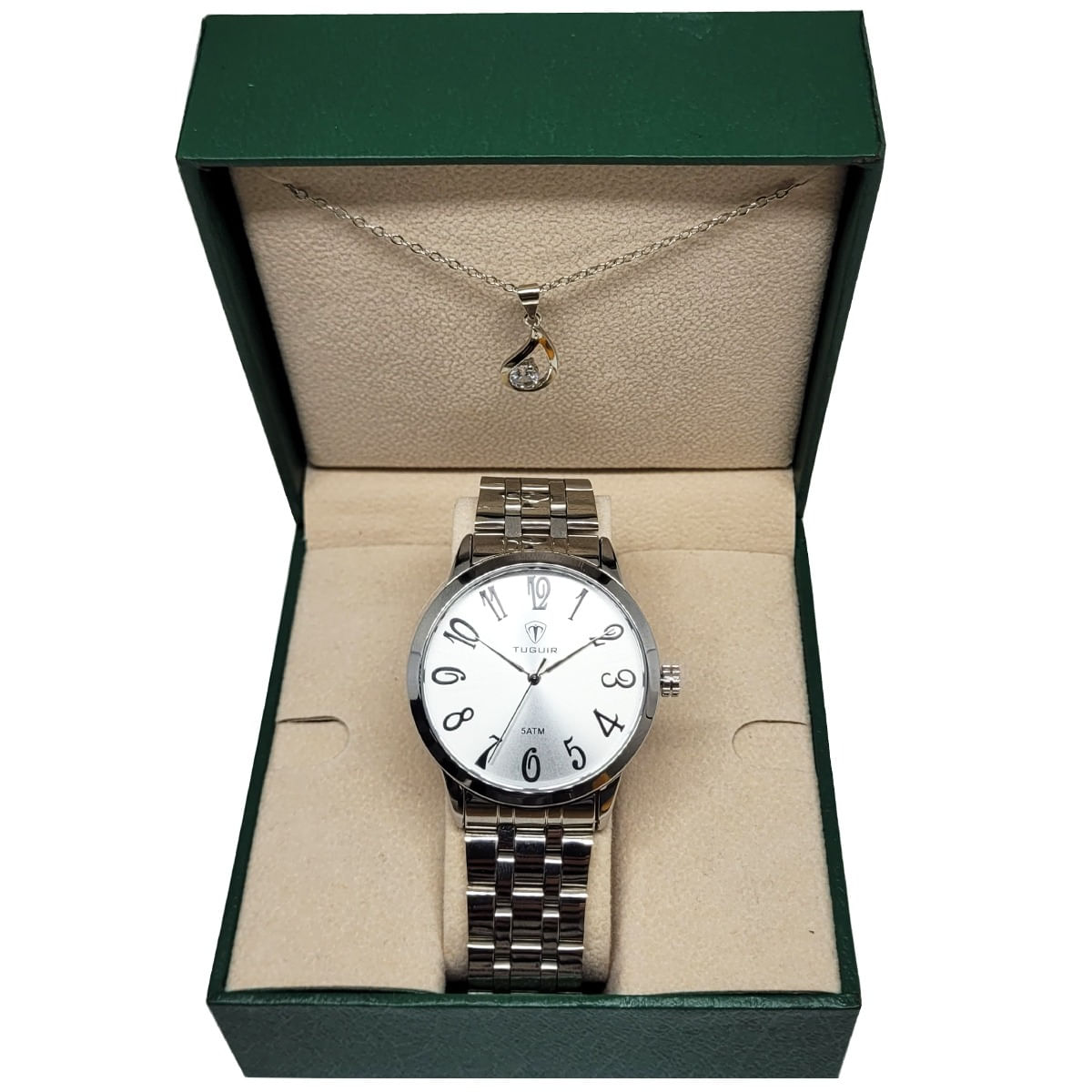 Relógio Feminino Tuguir Analógico TG35099 TG225 Prata com Brinde