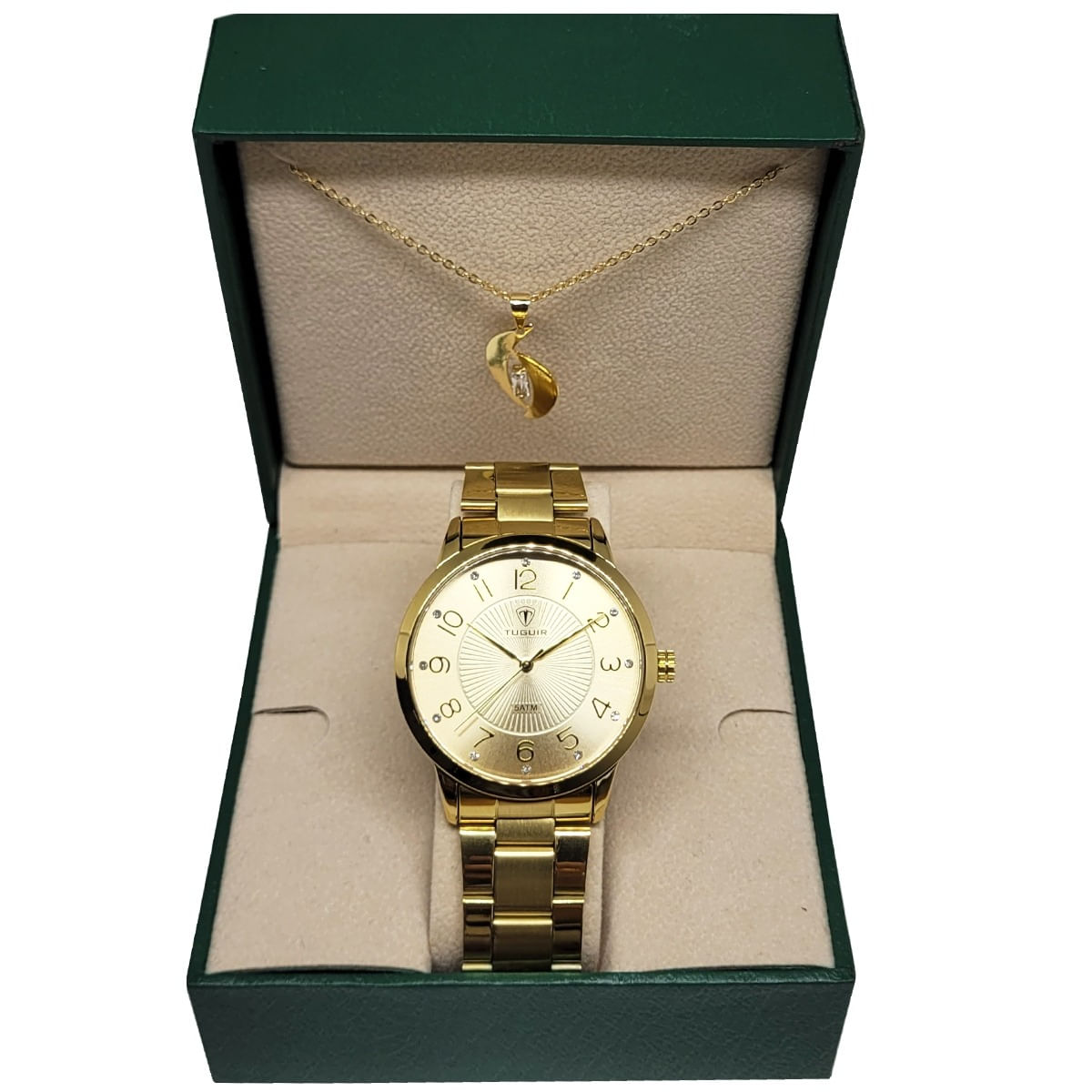 Relógio Feminino Tuguir Analógico TG35103 TG145 Dourado com Brinde