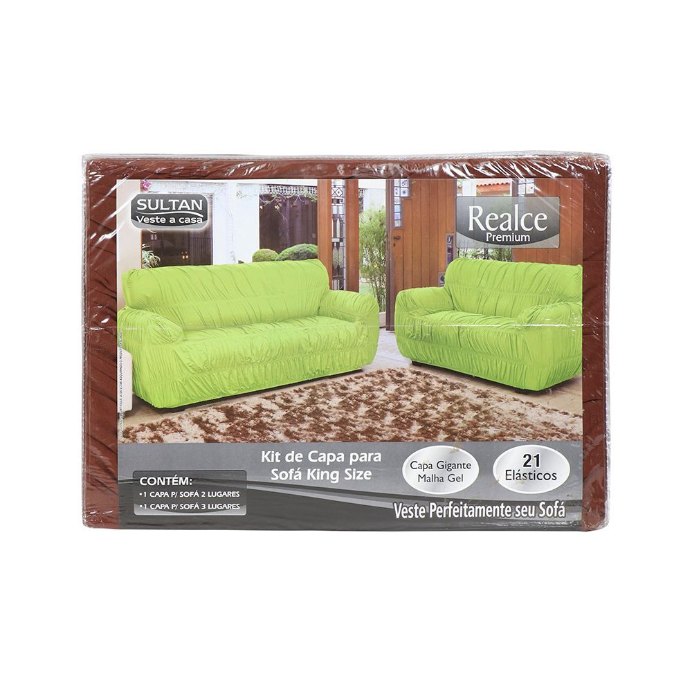 Encontraproduto.com.br - Kit De Capa Sofá 2 E 3 Lugares 21 Elásticos Vermelho Realce