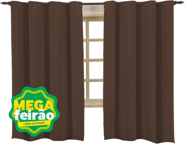 Cortina Granite Casa Doro Chocolate Com Ilhos Lisa 2,50x2,80m